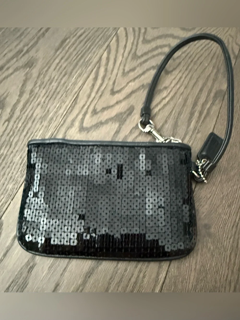 Coach Black Sequin Wristlet